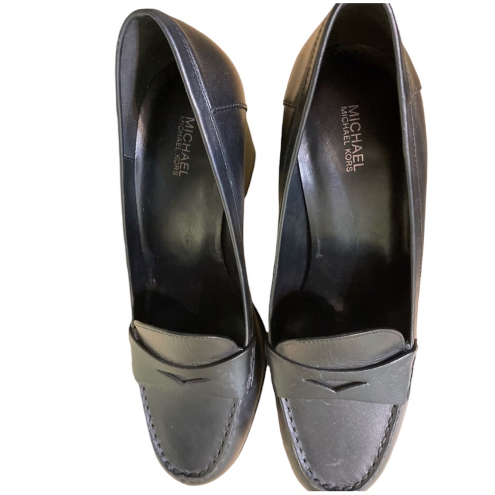 Michael Kors Buchanan Leather Block Heel Loafers - Picture 10 of 11